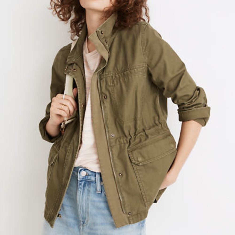 Madewell Dispatch Jacket Military Olive Green Zip